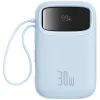 Powerbank Baseus QPow 2 10000mAh 30W z 2 wbudowanymi kablami USB-C - niebieski