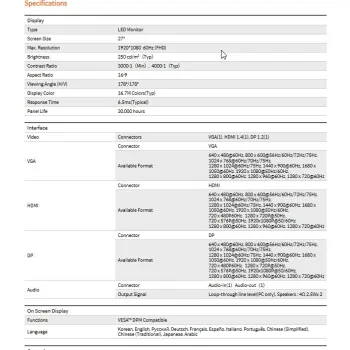 Monitor Hanhwa SMT-2710