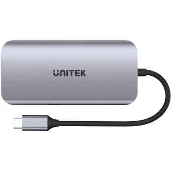 Unitek D1122A01 Aktywny hub USB-C 5Gbps, 2x HDMI 4K, czytnik kart, RJ-45, PD 100W