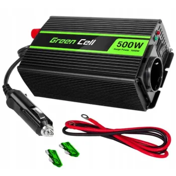 PRZETWORNICA NAPIĘCIA INWERTER Green Cell 12V / 230V 500W/1000W MODYFIKOWANA SINUSOIDA INV03DE
