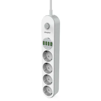 LISTWA ZASILAJĄCA Z WYŁĄCZNIKIEM Energizer 4x SCHUKO 4x USB-A 2500W 10A KABEL 2M
