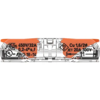 Szybkozłączka przelotowa uniwersalna LINKA/DRUT 2x 0,2-4mm2 WAGO 221-2411 (1szt.)
