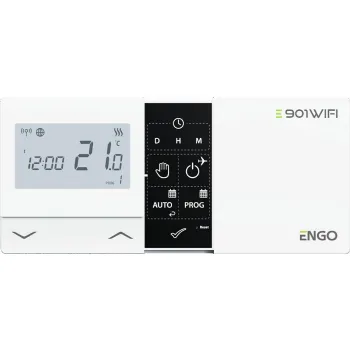 ENGO Controls E901-WIFI - Regulator temperatury bezprzewodowy, Wi-Fi, Internetowy, biały, 868MHz, bateryjny