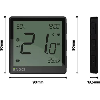 ENGO Controls EONE-BATB - Regulator temperatury, bateryjny (Li-Ion), czarny, Internetowy, akumulatorowy, ZigBee, natynkowy
