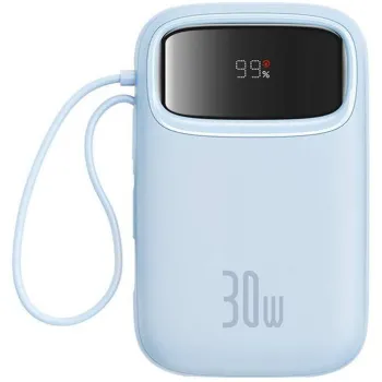 Powerbank Baseus QPow 2 10000mAh 30W z 2 wbudowanymi kablami USB-C - niebieski