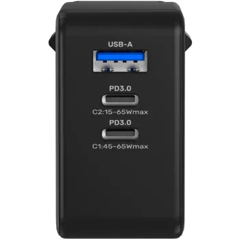 Ładowarka sieciowa Unitek GaN, PD 65W, podróżna, 3 porty