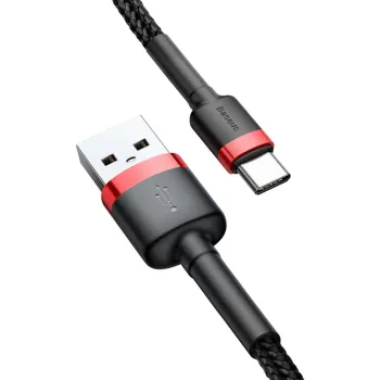 KABEL USB-A -> USB-C Baseus Cafule CATKLF-U91 300cm 2A QC 3.0 CZARNO-CZERWONY W OPLOCIE