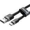 KABEL USB-A -> USB-C Baseus Cafule CATKLF-UG1 300cm 3A QC 3.0 CZARNO-SZARY W NYLONOWYM OPLOCIE