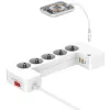 LISTWA ANTYPRZEPIĘCIOWA Z ZABEZPIECZENIEM Energizer 5x SCHUKO 2x USB-A 1x USB-C 2500W 10A KABEL 2M MAGNETIC