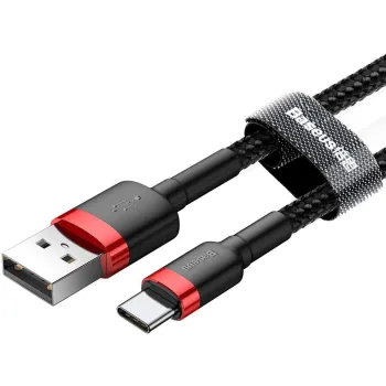 KABEL USB-A -> USB-C Baseus Cafule CATKLF-U91 300cm 2A QC 3.0 CZARNO-CZERWONY W OPLOCIE