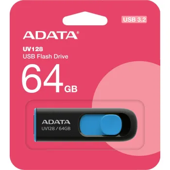 Adata Pendrive UV128 64GB USB 3.2 Gen1 czarno - niebieski