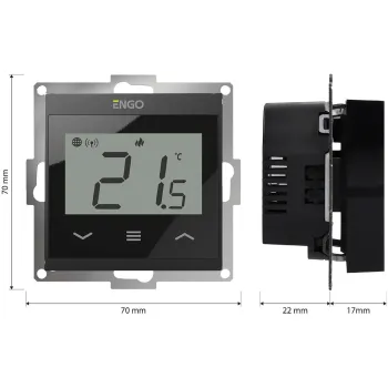 ENGO Controls E55-B - Regulator temperatury do ramki 55x55, 230V, czarny, Internetowy, Wi-Fi