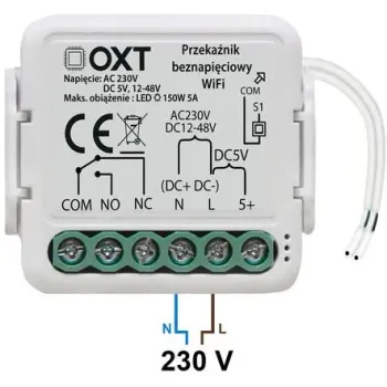Moduł OXT mini przekaźnik beznapięciowy AC 230V DC 5V 12-48V WiFi TUYA