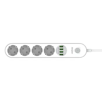 LISTWA ZASILAJĄCA Z WYŁĄCZNIKIEM Energizer 4x SCHUKO 4x USB-A 2500W 10A KABEL 2M