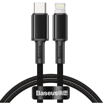 KABEL USB-C / Lightning iPhone Baseus Cafule CATLGD-01 1m 20W PD Quick Charging CZARNY W OPLOCIE