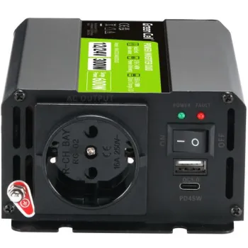 PRZETWORNICA NAPIĘCIA INVERTER Green Cell DUO 12/24V - 230V 300W/600W MODYFIKOWANA SINUSOIDA