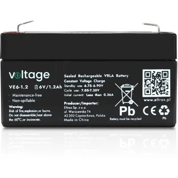 Akumulator AGM Voltage 6V 1,2Ah VE6-1.2