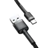 KABEL USB-A -> USB-C Baseus Cafule CATKLF-BG1 100cm 3A QC 3.0 CZARNO-SZARY W NYLONOWYM OPLOCIE