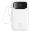 Powerbank Baseus QPow 2 10000mAh 30W z 2 wbudowanymi kablami USB-C - biały
