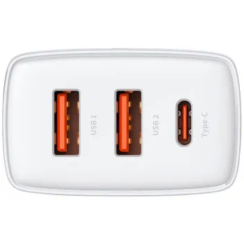 ŁADOWARKA SIECIOWA Baseus Compact Quick Charger CCXJ-E02 30W 2x USB-A 1x USB-C PD 3.0 QC 3.0 BIAŁA