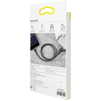 KABEL USB-A / Lightning iPhone Baseus Cafule CALKLF-AG1 50cm Apple 2.4A CZARNO-SZARY W OPLOCIE