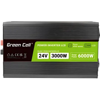 PRZETWORNICA NAPIĘCIA Green Cell PowerInverter LCD 24V -> 230V 3000/6000W CZYSTA SINUSOIDA