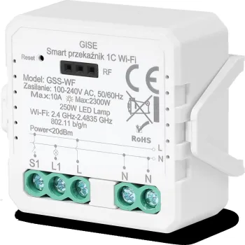 GISE Smart Pojedynczy moduł przekaźnikowy WiFi | Tuya | GSS-WF