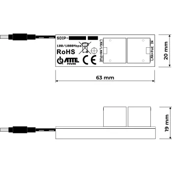 Adapter PoE ATTE SDIP-12-121 Adapter PoE Gigabit obniżający napięcie do 12V