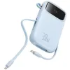 Powerbank Baseus QPow 2 10000mAh 30W z 2 wbudowanymi kablami USB-C - niebieski