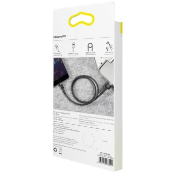 KABEL USB-A / Lightning iPhone Baseus Cafule CALKLF-CG1 200cm Apple 1.5A CZARNO-SZARY W OPLOCIE