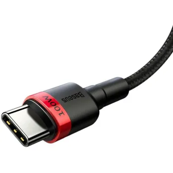 KABEL USB-C / USB-C Baseus Cafule CATKLF-AL91 200cm 100W 5A PD 2.0 QC 3.0 CZARNY W OPLOCIE