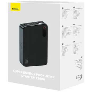 POWERBANK BOOSTER Baseus Super Energy Pro+ Jump Starter C00245700111-00 12000mAh 12V 1200A + KABLE KROKODYLKI