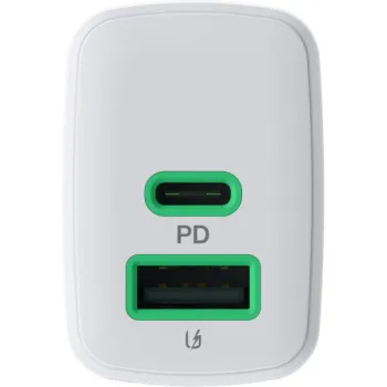 ŁADOWARKA SIECIOWA Greencell PowerSource Duo30 30W 1xUSB-C 1xUSB-A PD 3.0 QC 4.0+ biała