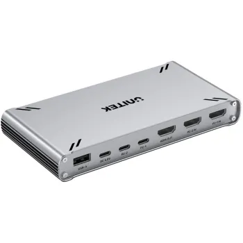 Przełącznik KVM Unitek USB-C 10Gbps z HDMI i transferem plików między systemami