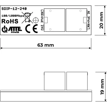 PRZETWORNICA ATTE SDIP-12-240 Adapter PoE Gigabit