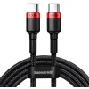 KABEL USB-C / USB-C Baseus Cafule CATKLF-AL91 200cm 100W 5A PD 2.0 QC 3.0 CZARNY W OPLOCIE