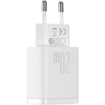 ŁADOWARKA SIECIOWA Baseus Compact Quick Charger CCXJ-B02 20W 1x USB-A 1x USB-C PD 3.0 QC 3.0 BIAŁA