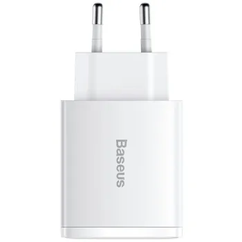 ŁADOWARKA SIECIOWA Baseus Compact Quick Charger CCXJ-E02 30W 2x USB-A 1x USB-C PD 3.0 QC 3.0 BIAŁA