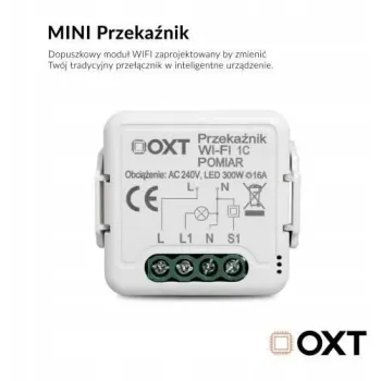 Moduł OXT przekaźnik 1 obwód pomiar 16A WIFI TUYA