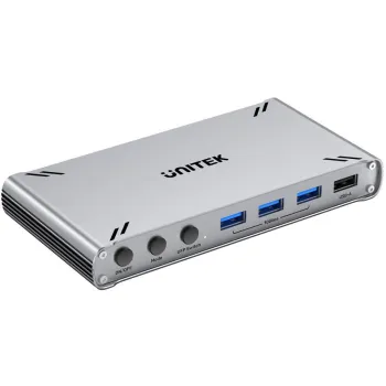 Przełącznik KVM Unitek USB-C 10Gbps z HDMI i transferem plików między systemami