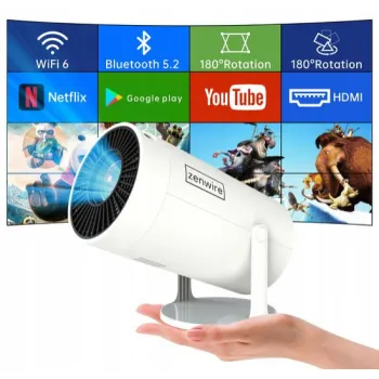 Przenośny Projektor Zenwire R1 Full HD Android Wifi Bluetooth Obrotowy