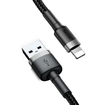 KABEL USB-A -> Lightning / iPhone Baseus Cafule CALKLF-BG1 100cm Apple 2.4A CZARNO-SZARY W OPLOCIE