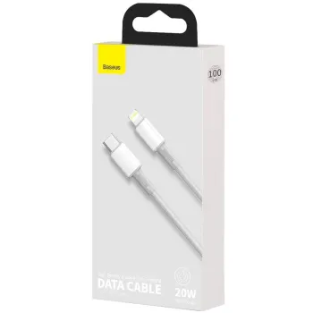 KABEL USB-C -> Lightning / iPhone Baseus Cafule CATLGD-02 1m 20W PD Quick Charging BIAŁY W OPLOCIE