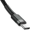 KABEL USB-C / USB-C Baseus Cafule CATKLF-GG1 100cm 60W 3A PD 2.0 QC 3.0 CZARNO-SZARY W OPLOCIE