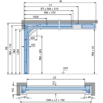Brama garażowa segmentowa Renomatic/Hormann z napędem Supramatic E i szyną FS10-K - przetłoczenia L Planar. Wymiar 5000x2125mm.