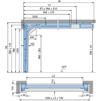 Brama garażowa segmentowa Renomatic/Hormann z napędem Supramatic E i szyną FS10-K - przetłoczenia M Planar. Wymiar 5000x2250mm.