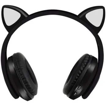 Słuchawki bezprzewodowe z uszami kota - czarne