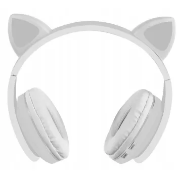 Słuchawki bezprzewodowe z uszami kota - białe