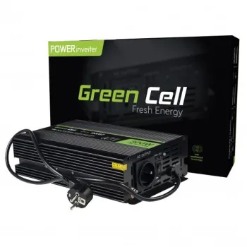 ZESTAW PRZETWORNICA Green Cell 12V->230V 300W/600W CZYSTY SINUS + AKUMULATOR AGM 12V 45Ah