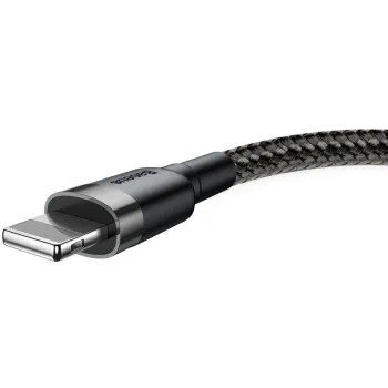 KABEL USB-A / Lightning iPhone Baseus Cafule CALKLF-AG1 50cm Apple 2.4A CZARNO-SZARY W OPLOCIE